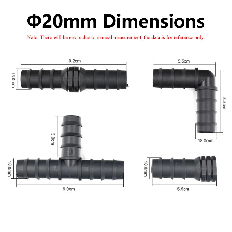 tubo de PE para invernadero 16 20 25 mm tapón de codo recto en T accesorio de tubería de riego Micro accesorios de riego por pulverización