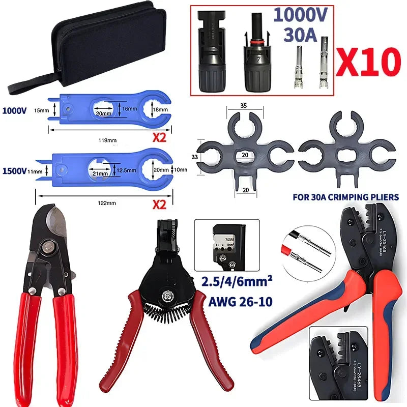 1/5 Sets Photovoltaic Solar PV Connector IP67 Y/T Type 30A 1000V 3-7 Way Branch Kit for PV/MC Cable 2.5/4/6Mm² Battery Module