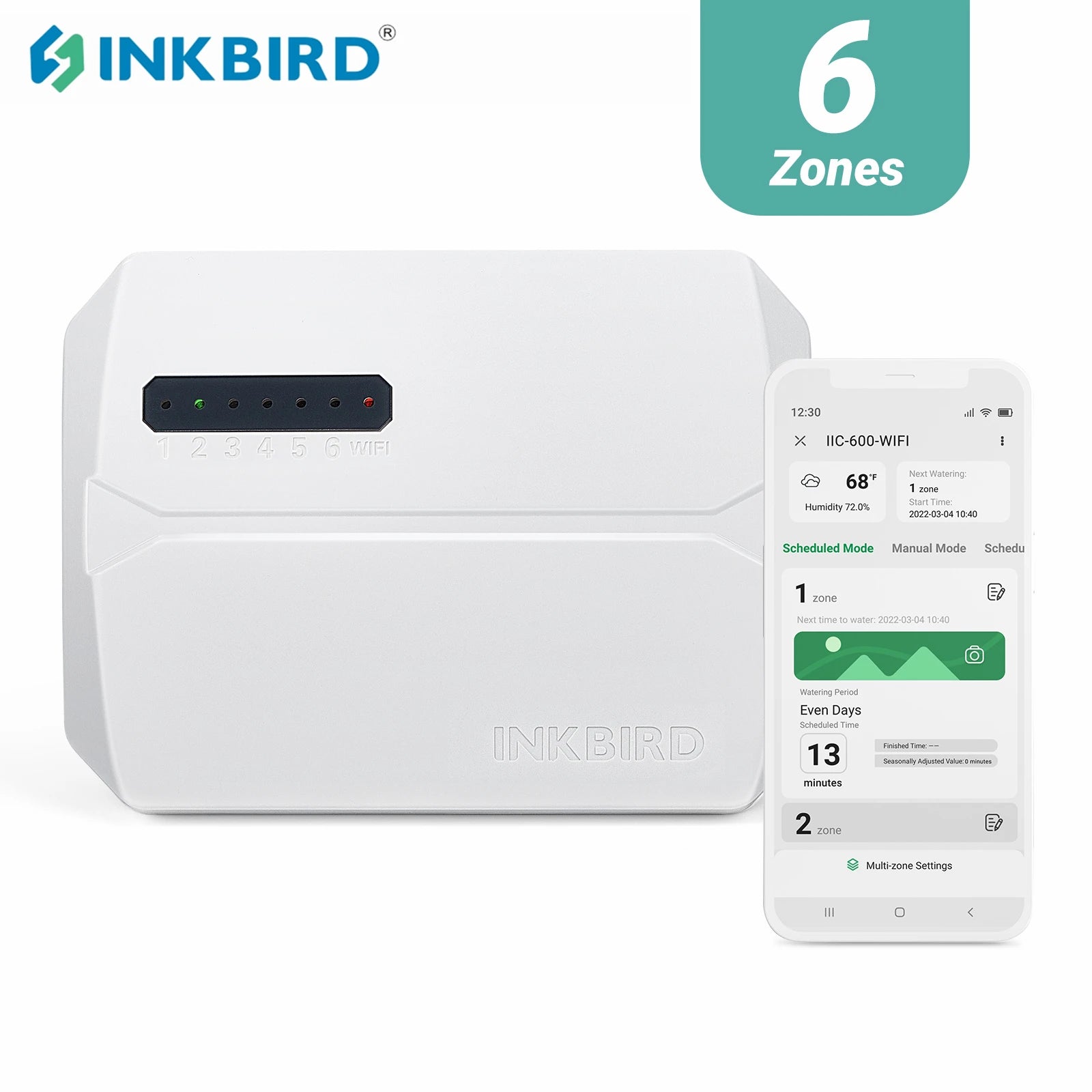 INKBIRD WIFI Smart Sprinkler Controller Programmable System 6 / 8 Zone Digital LCD Watering Timer Irrigation Monitor Free App