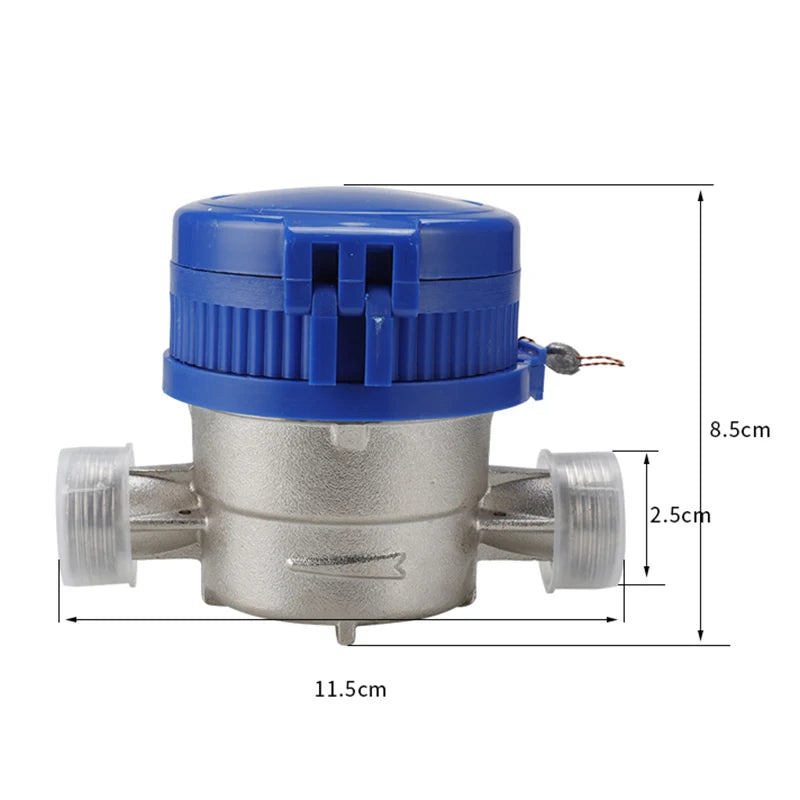 Home Smart Water Flow Meter Anti-Rust Copper Joints Digital Dispaly Pricision Mechanical Rotary Wing Cold Water Flow Monitor