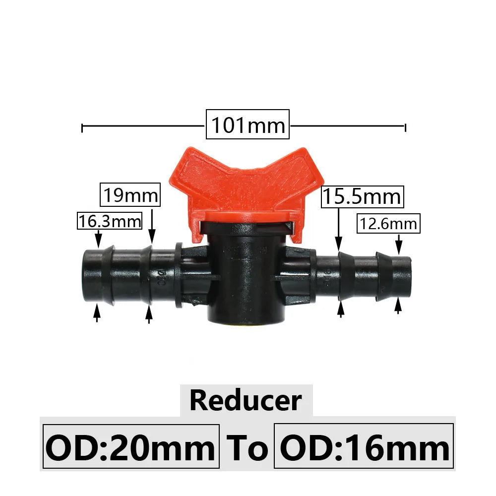 Mini válvula de púas para manguera de 4/8/10/12/16/20/25mm, conectores de púas para grifo de jardín con rosca de 1/2 3/4 pulgadas, accesorio para sistema de riego por goteo