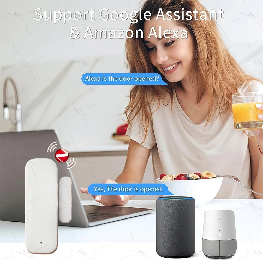 Tuya Zigbee Door Window Sensor Alarm Detector Burglar Magnetic Contact Open Close Alexa Google Smart Life Smart Home Security