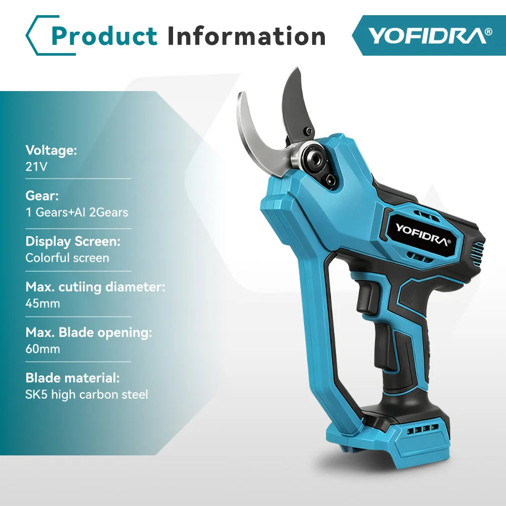 60MM Brushless Electric Pruner Shear Automatic Speed Control Cordless Scissors Garden Cutter Tool for Makita Battery Pin