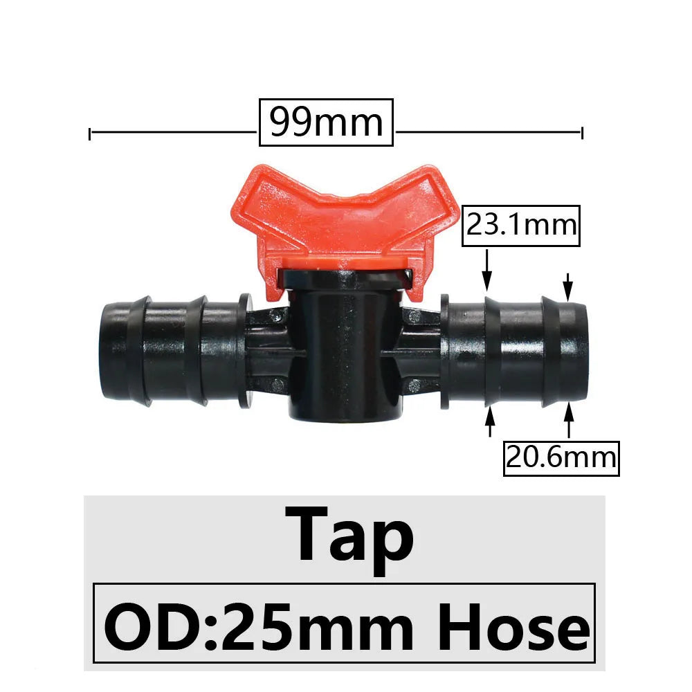 Mini válvula de púas para manguera de 4/8/10/12/16/20/25mm, conectores de púas para grifo de jardín con rosca de 1/2 3/4 pulgadas, accesorio para sistema de riego por goteo