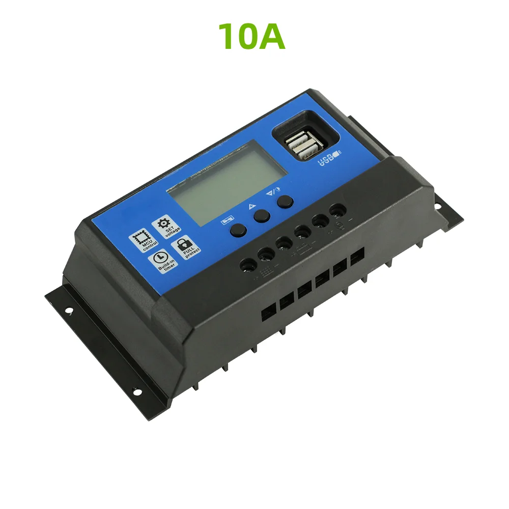 Solar Panel Charge Controller 12V 24V MPPT PWM 10A 20A 30A Automotive Battery Charger Regulator USB Output 5V Max PV 50V DC