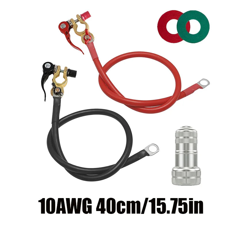 Universal10Awg Battery Inverter Cable Kit with Terminal Connector and Post Cleaner for RV Cars Solar Energy Motorcycles Trucks -