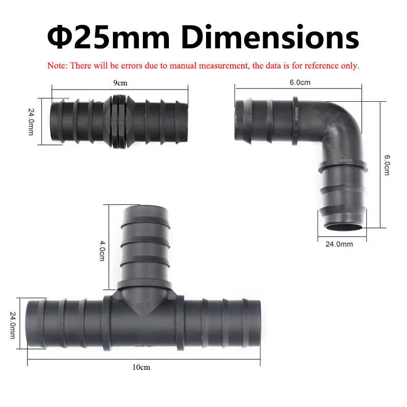 tubo de PE para invernadero 16 20 25 mm tapón de codo recto en T accesorio de tubería de riego Micro accesorios de riego por pulverización