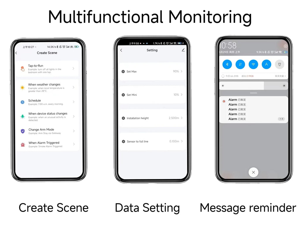 Tank Level Monitor Mobile Tuya Smart Life APP Wifi Ultrasonic Liquid Level Sensor Indoor Household Alarm