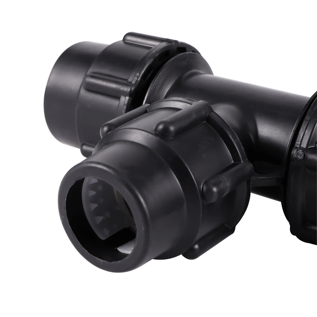 Conector de manguera reductor en T de tubo de PE de 20/25/32/40/50mm, accesorios para mangueras de riego de jardín, desviador de plástico
