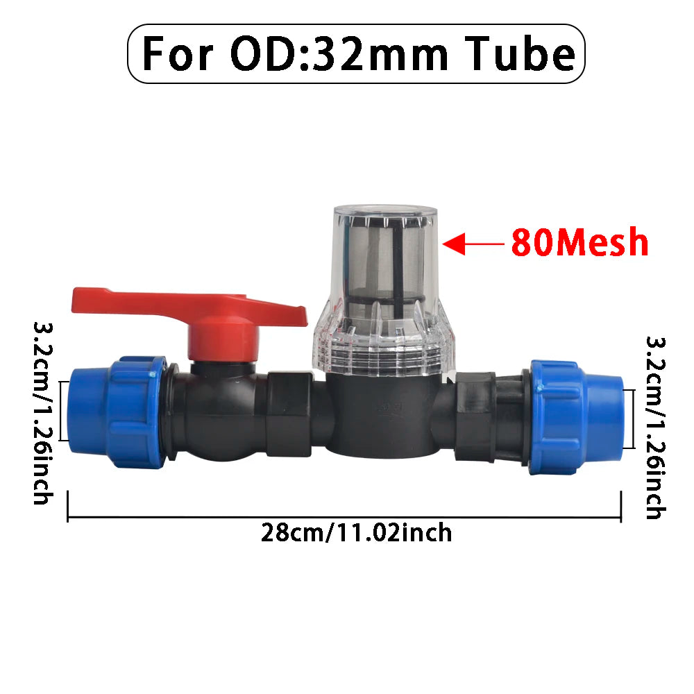 Quick-Connect Garden Irrigation System with 80/200 Mesh Filter - Durable PE PVC Pipe 25Mm 32Mm, Ideal for Gardens & Farms