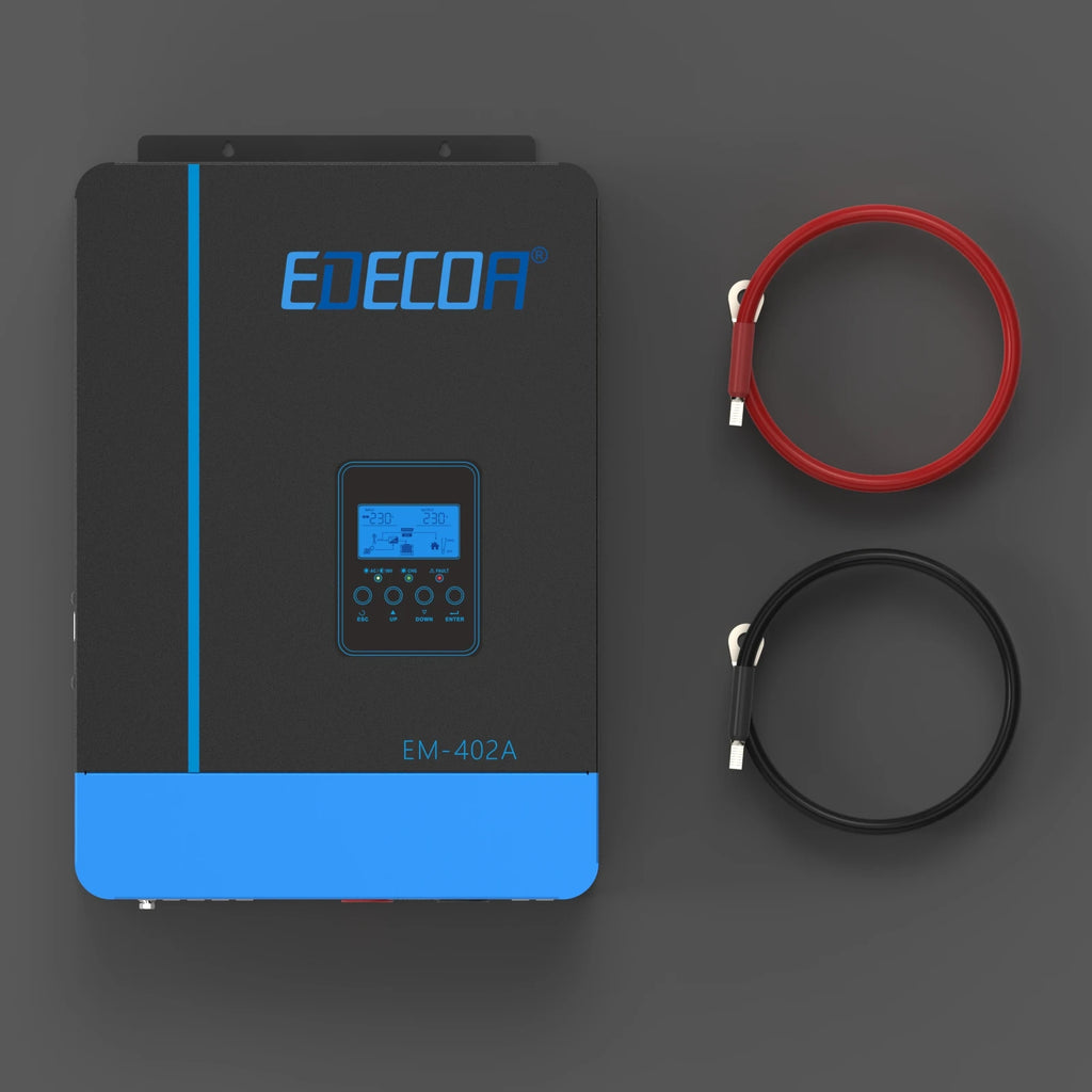 EDECOA 4KW Hybrid Solar Inverter 24V 220V 230V MPPT 110A Solar Charger Pure Sine Wave Inverter Compatible with Lifepo4 Battery