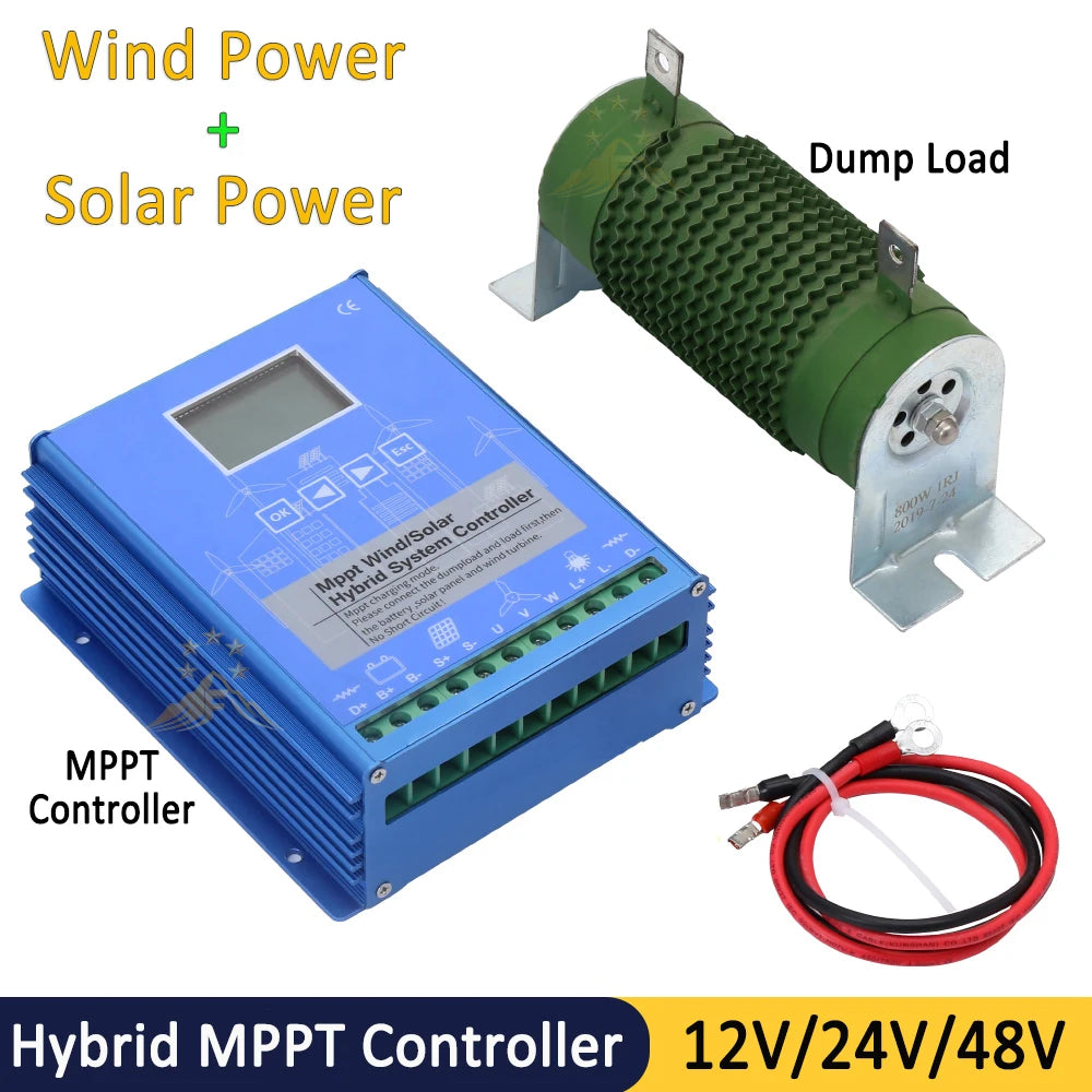 120A 12V 24V 48V Hybrid Charge Controller for Wind Turbine Solar Panels 1000W 2000W Lithium Lifepo Battery MPPT Regulator Light