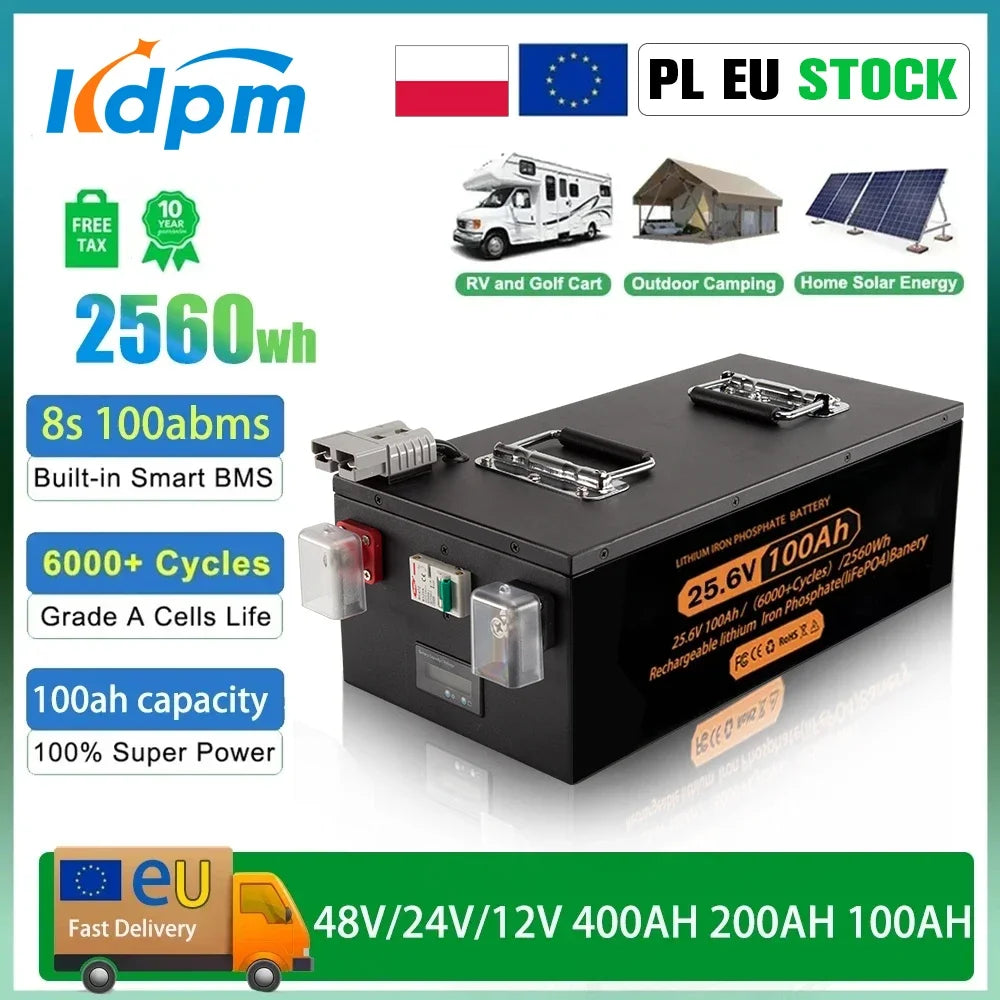 Brand New Lifepo4  Lifepo4 Lithium Battery 100A BMS 6000+ Cyclic for Inverter Solar RV No Tax