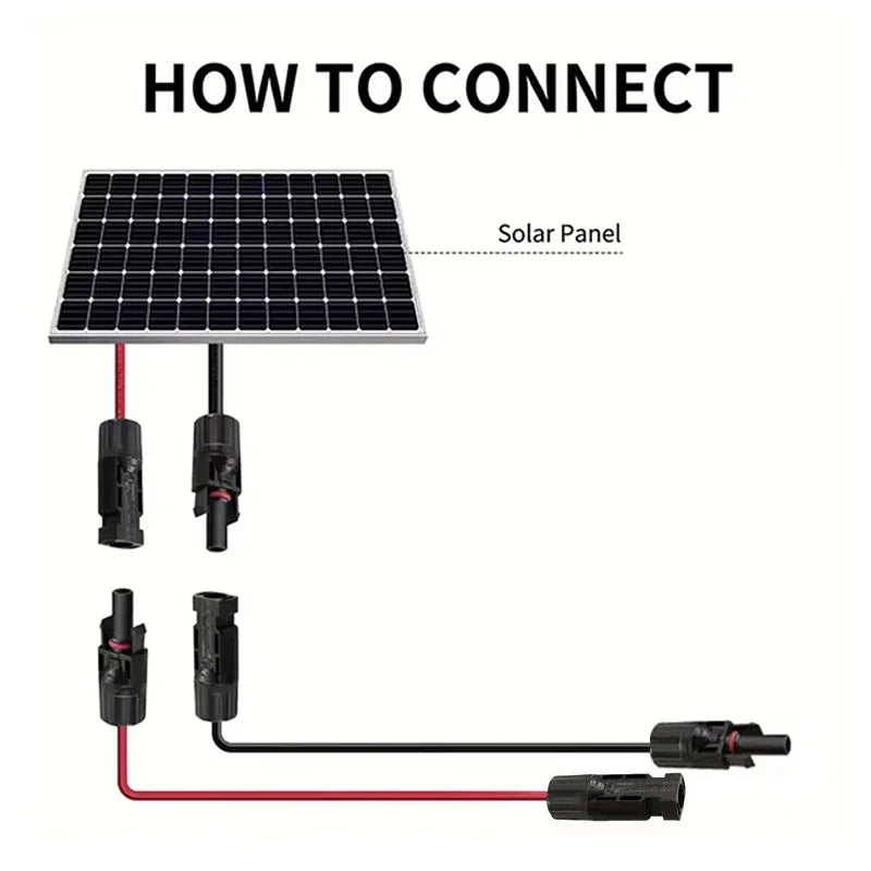 Solar Panel Cable Wire Extension PV Cable DC Rated 2.5Mm² 4Mm² 6Mm² 12AWG 14AWG 10AWG with Solar Connectors Plugs