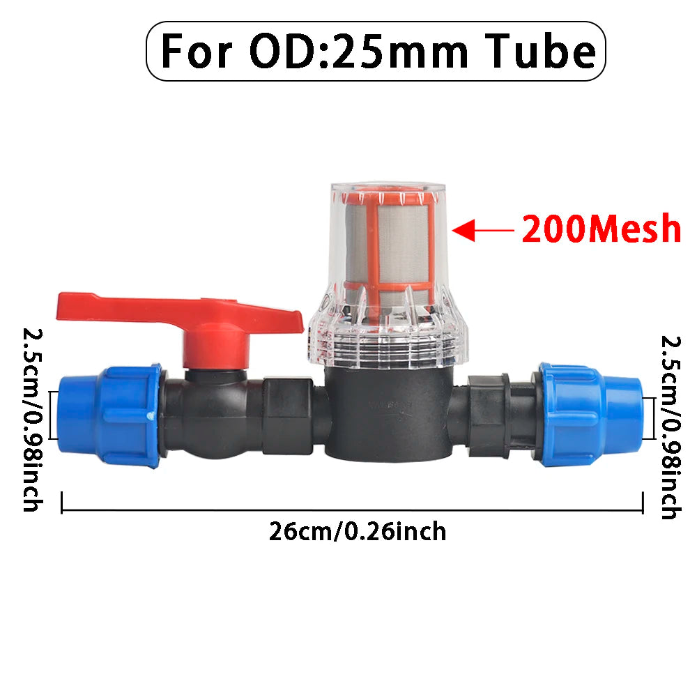 Quick-Connect Garden Irrigation System with 80/200 Mesh Filter - Durable PE PVC Pipe 25Mm 32Mm, Ideal for Gardens & Farms