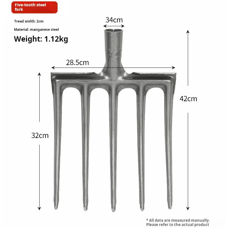 Agricultural Loose Soil Fork Manual Garden Soil Turning Artifact Steel Fork for Land Reclamation and Excavation Faming Tools