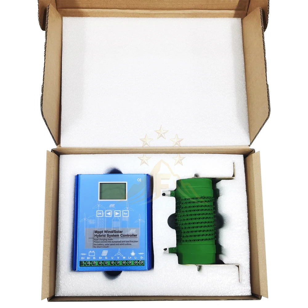 120A 12V 24V 48V Hybrid Charge Controller for Wind Turbine Solar Panels 1000W 2000W Lithium Lifepo Battery MPPT Regulator Light