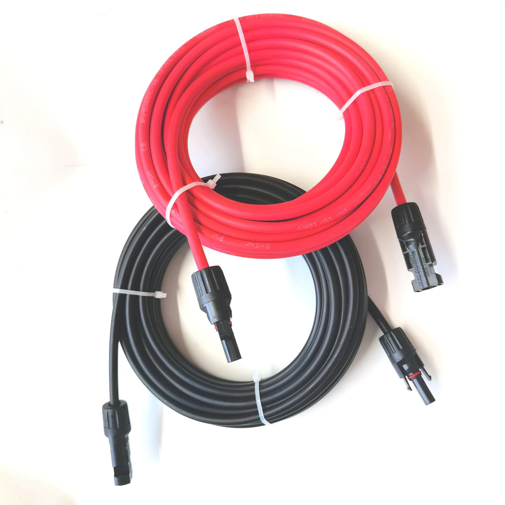 Solar Panel Cable Wire Extension PV Cable DC Rated 2.5Mm² 4Mm² 6Mm² 12AWG 14AWG 10AWG with Solar Connectors Plugs