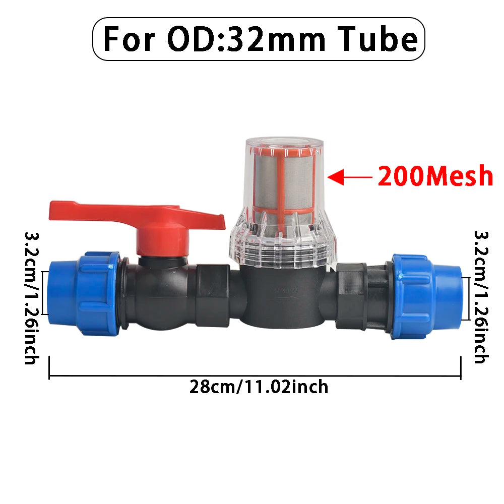 Quick-Connect Garden Irrigation System with 80/200 Mesh Filter - Durable PE PVC Pipe 25Mm 32Mm, Ideal for Gardens & Farms