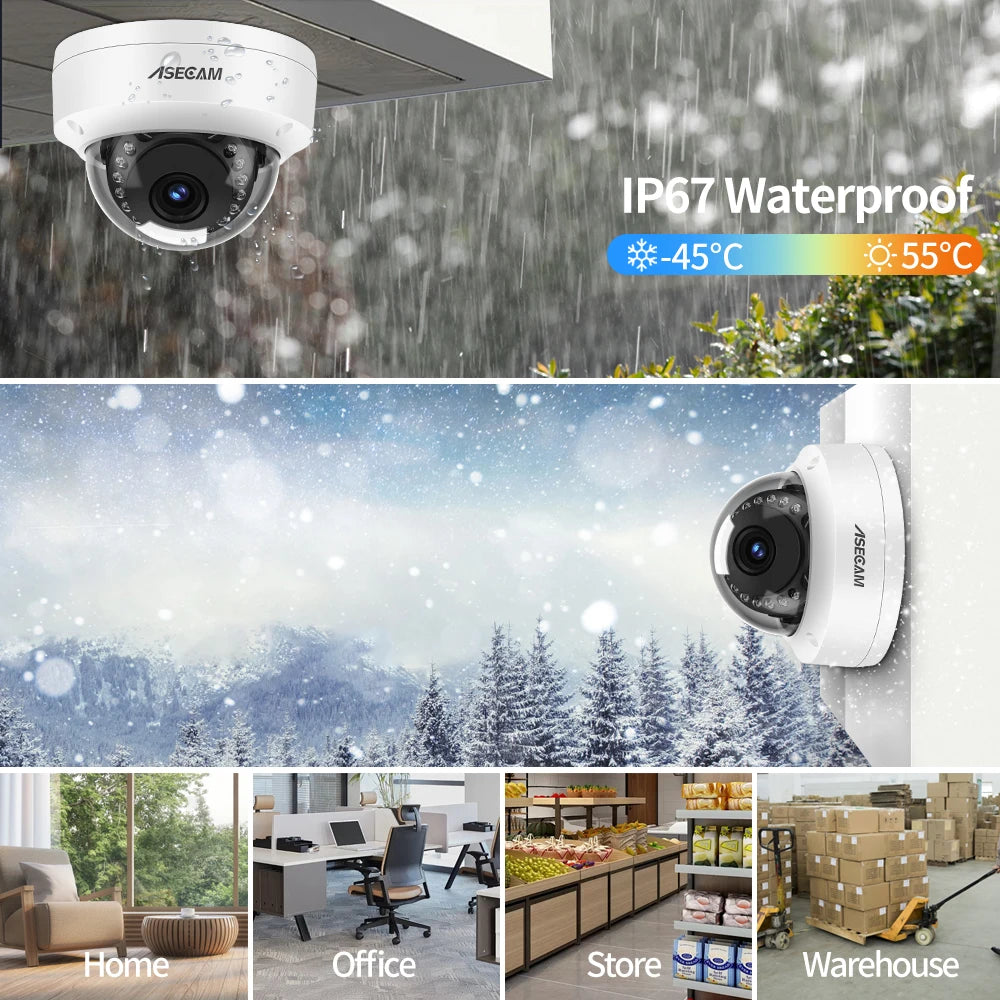 8MP 4K POE IP Camera IK10 Explosion-Proof Outdoor H.265 Onvif Metal Dome CCTV Security Protection 4MP Video Surveillance