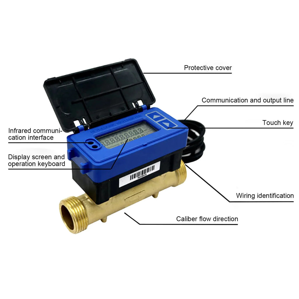 Digital Ultrasonic Water Meter RS485 Remote Transmission Flow Meter Wireless Intelligent Tap Water Meter Agriculture Irrigation