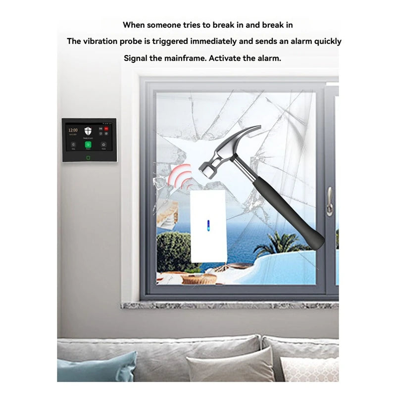 3Pcs 433Mhz Wireless Vibration Glass Break Detector Adjustable Sensitivity Compatible Withalarm Systems B
