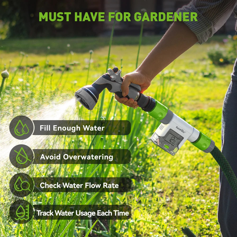 Wifi Digital Water Flow Meter IPX6 3/4" Outdoor Garden Faucet Hose Water Calculate Consumption History Monitor Flow Rate Control