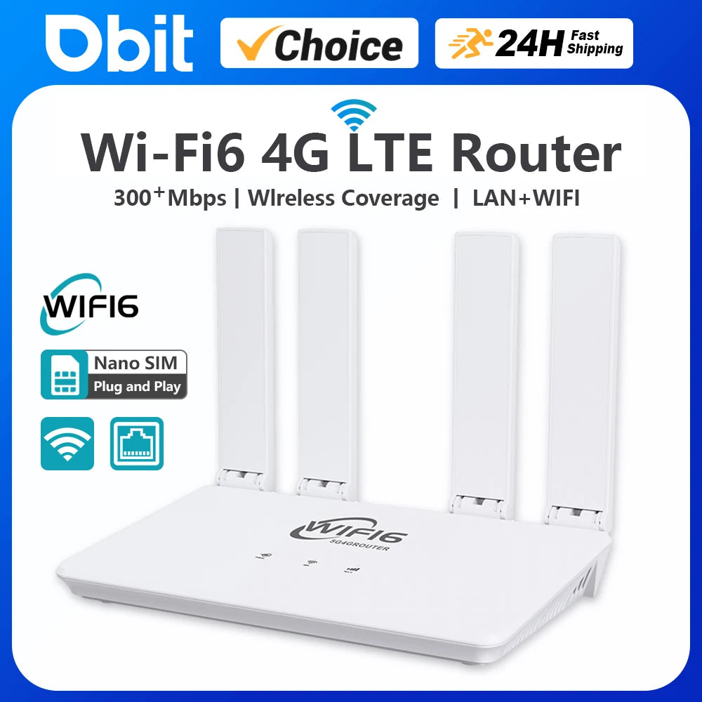 4G Lte Router Wifi6 Routers 300Mbps 4G Wifi Modem Compatible Non Contract 5G SIM Card Hotspot Signal Extender