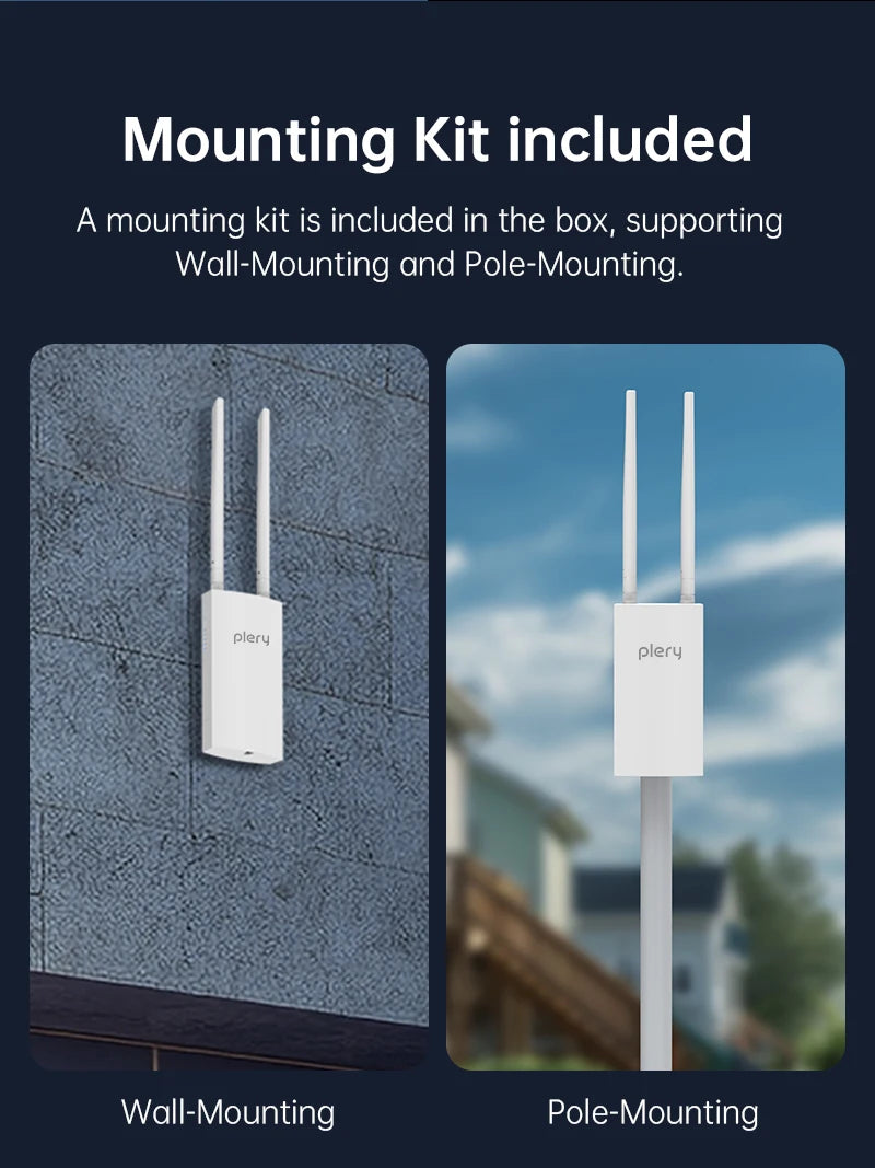 PLERY 300Mbps 4G Outdoor Router Insert a Sim Wifi6 16 User Wifi Signal Router Wifi Wireless Extender Amplifier Plug and Play