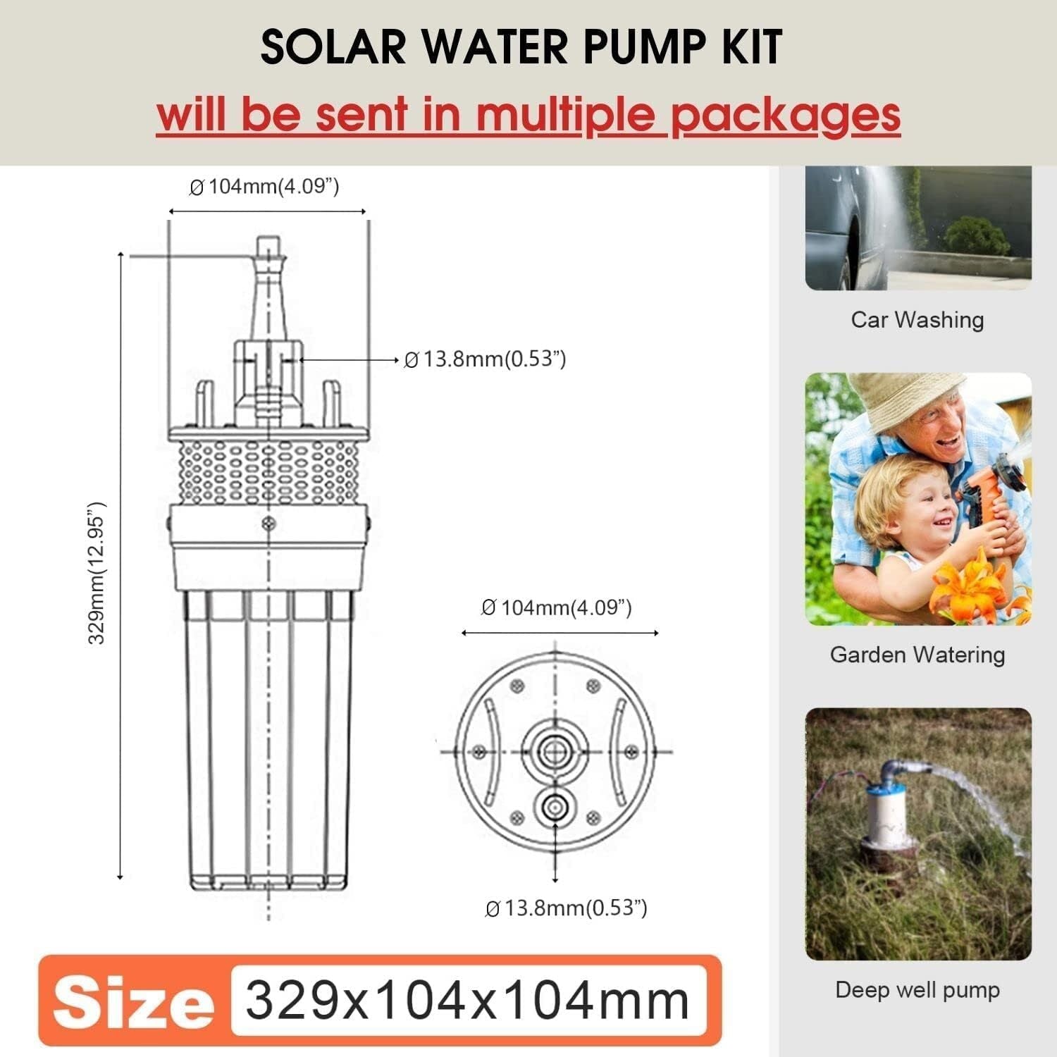 Kit Bomba De Agua Solar 12V Panel Solar Para Granja/Jardín Riego/Drenaje
