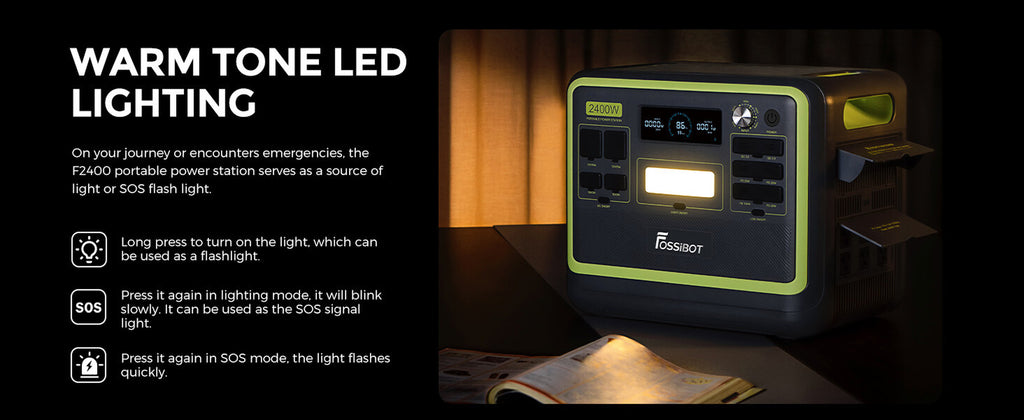 Fossibot Portátil Reino Unido-Powerstation F2400 2048Wh 2400W 4800Wpeak Generador Solar BT