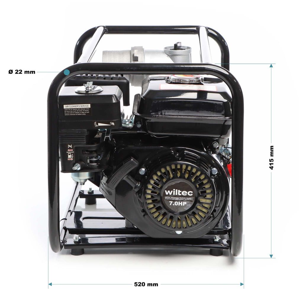 Wiltec Pompe D’Essence Eaux Usées Pompe À Eau 4Kw 48M³/H Pompe Jardin À Moteur