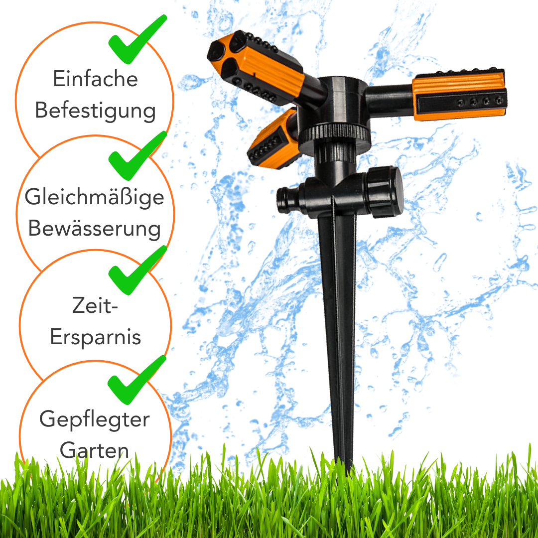 Aspersor TRIO 3 Brazo 360° Aspersor 95 M² Para Riego De Césped