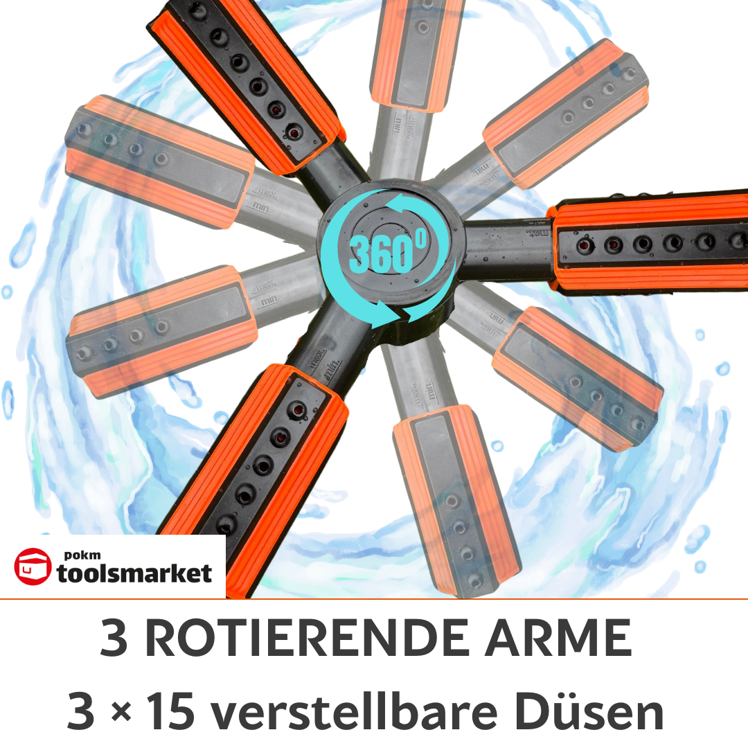 Aspersor TRIO 3 Brazo 360° Aspersor 95 M² Para Riego De Césped