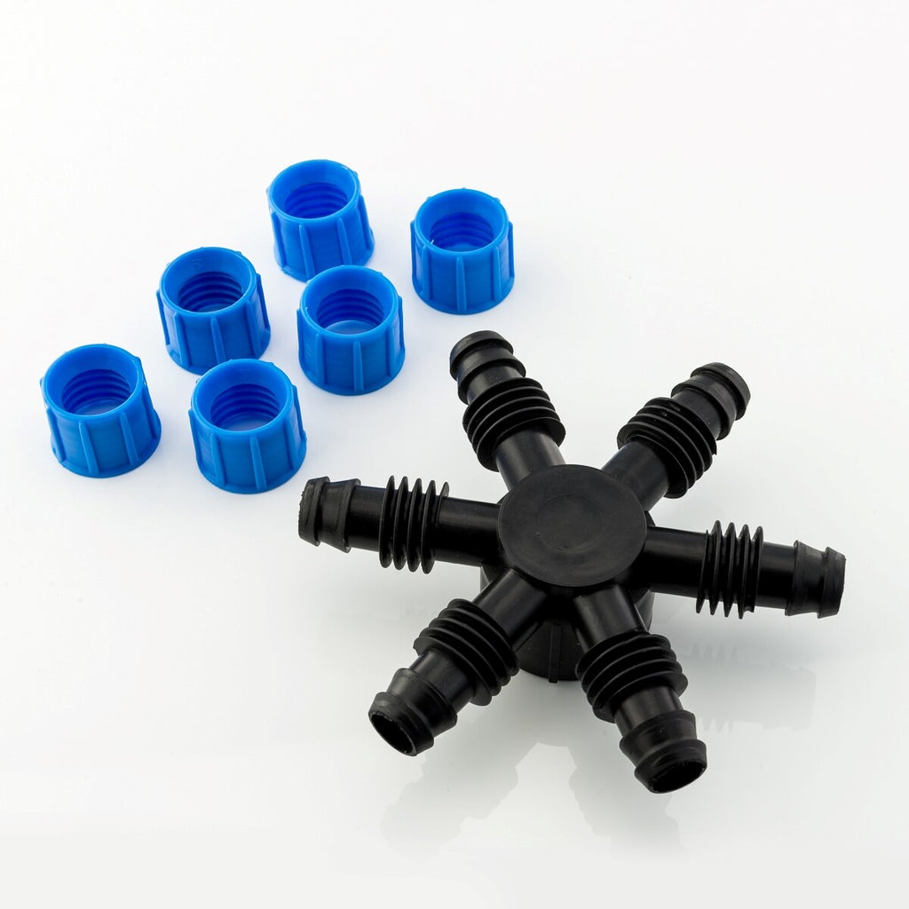 5X 6-Wege Distribuidor Manguera Pe-Verschraubu